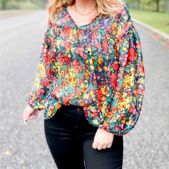 Bucket list: Happy Floral Chiffon Babydoll Top - Picture 5 of 8